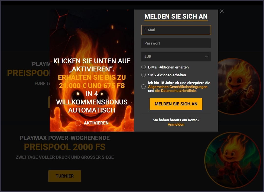Schnelle Registrierung für neue Spieler bei Playmax Casino