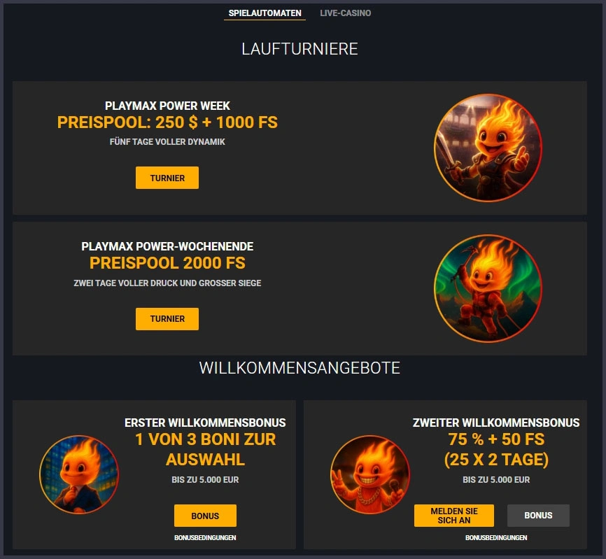 Exklusive Boni und aktuelle Promotionen bei Playmax Casino
