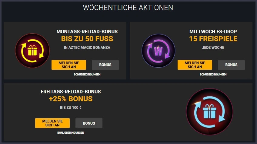Wöchentliche Reload-Aktion mit Freispielen bei Playmax Casino