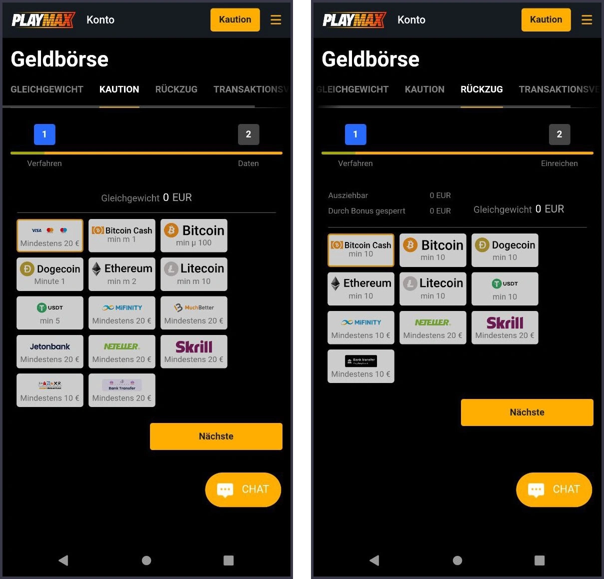 Übersicht über Auszahlungsgrenzen und Gewinne bei Playmax Casino